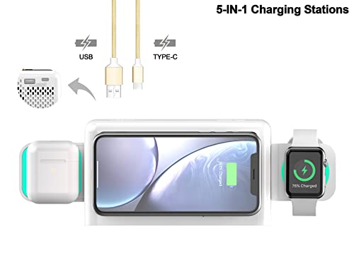 Emerson Smartset Dual Alarm Clock FM Radio with Wireless Charging, Bluetooth Speaker, Ultra Fast Charging for Airpods/iPhone, Foldable Stand, USB Charger, Adjustable LED Glow, ER100501 by Emerson - Image 6