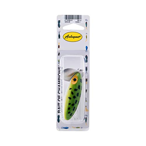 Arbogast Jitterbug Topwater Bass Fishing Lure, Excellent for Night Fishing, Frog White Belly, 3", 5/8 oz