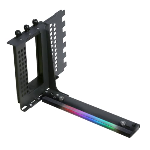 GIGA-MEGA GPU Vertical Mount Bracket Spacing Adjustable Compatible with 15/18/20cm GEN5 Riser Cable ARGB (Black Bracket)