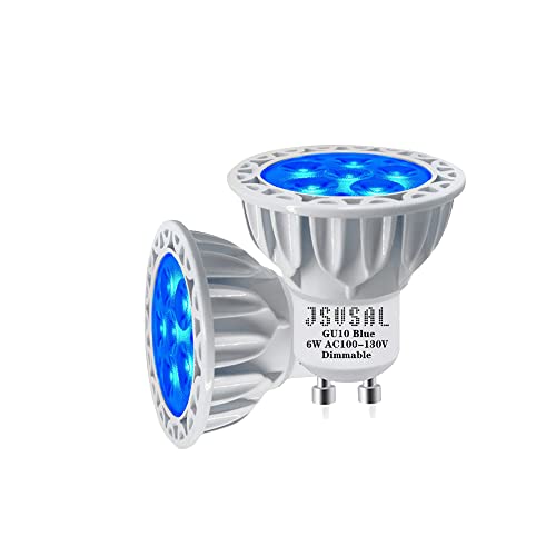 JSVSAL 2-Pack,Dimmable MR16 (GU10 Base) LED Light Bulb,120-Volt,Blue, 6-Watt(50-Watt Equivalent), Aluminum Casing,40-Degree MR16 LED Spot Track Light Bulb