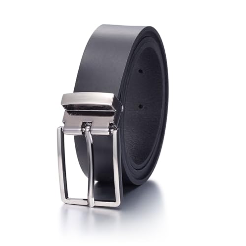 COTIDI Cinturón de piel de vaca 3 cm de ancho Fabricado en Italia ajustable (negro, 130 cm/52)