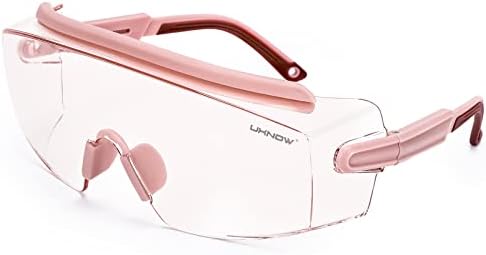 UKNOW Safety Goggles Over Glasses, Safety Glasses Anti Fog Wraparound Eye Protection, Protective Eyewear ANSI Z87.1