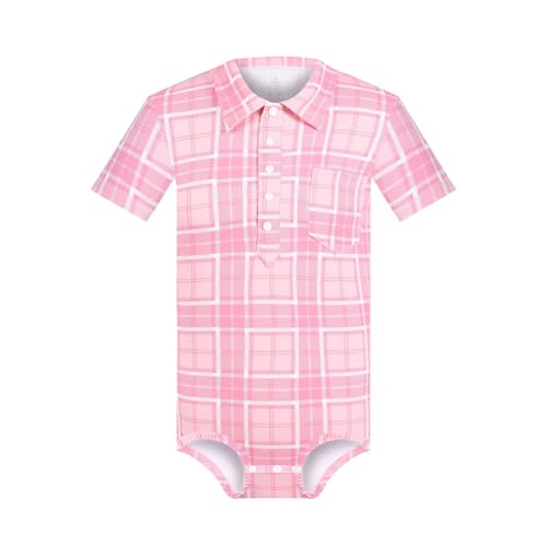 Mono tipo polo de manga corta para hombre, evita el calor con este diseño de cuadros rosa