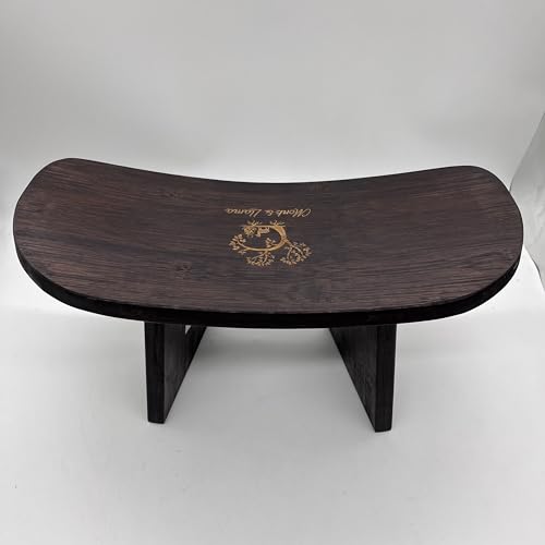 MONK & LLAMA Meditation Bench - Kneeling Bamboo Bench with Foldable Legs & Cushion — Perfect Kneeling Stool Ergonomic Bamboo Yoga Bench for Extended Practice - Includes Carrying Bag (Black)