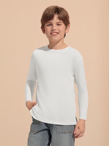 Haloumoning Boys Long Sleeve Shirts Kids Crewneck T-Shirts Casual Split Hem Fall Tops Tees 5-14 Years2