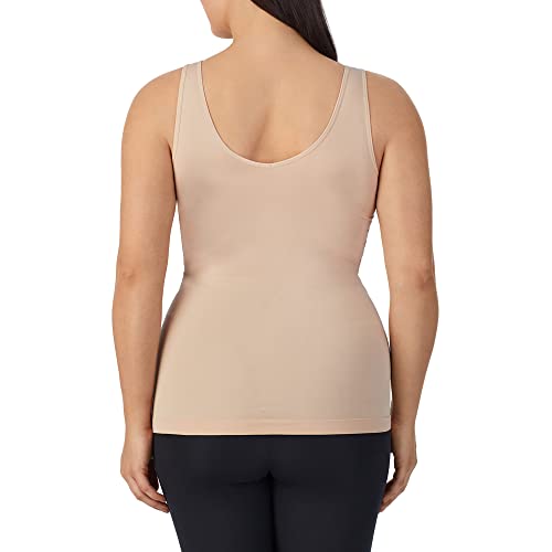 Ellen Tracy Women's Reversible V-Neck Or Scoop Neck Seamless Basic Camisole Tank - Sunbeige, X-Large #TOP2