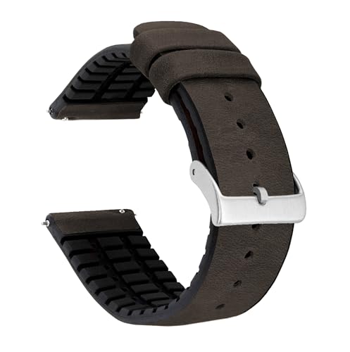 Image of BARTON Leather and Rubber Hybrid Straps with Integrated Quick Release Spring Bars - 316L Stainless Steel - Choose Color - 18mm, 20mm & 22mm Watch Bands