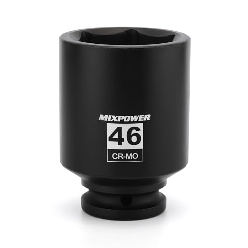 Image of MIXPOWER 3 /4 inch Drive Deep Impact Socket, 46mm, CR-MO, Metric, 6 Point, Axle Nut Impact Grade Socket for Easy Removal