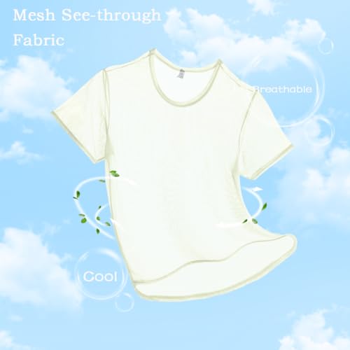 Men's See Through T-Shirts Sexy Mesh Shirt Sheer Short Sleeve Undershirt Breathable Top for Men4