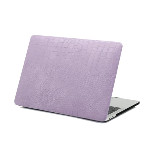 Funda MacBook Air M2 contra arañazos con carcasa rígida efecto cocodrilo morado de 13.6 pulgadas
