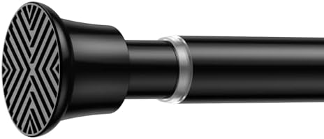 fvonzn Gardinenstange ohne Bohren Klemmstange 76,2–165 cm Ø22mm, Schwarz | Verstellbare Teleskop-Klemmstange - rutschfest, für Fenster, Türrahmen, Küche & Kleiderschrank, werkzeugl