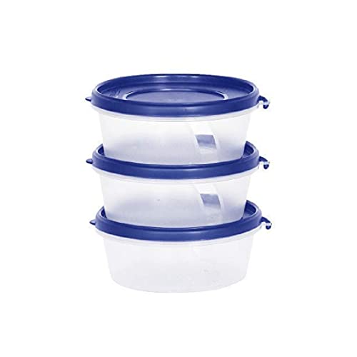 Image of Cutting EDGE Nesterware 500ml Round Stackable Food Container (Set of 3,) | BPA-free plastic, stackable design, leak-proof, kitchen storage, pantry, fridge, meal prep, reusable, travel use