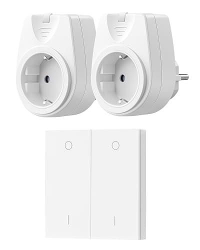 DEWENWILS Enchufe Inalámbrico con Mando a Distancia, 16A, 3500W, Interruptor de Pared Inalámbrico, Sin Necesidad de Cable, Interruptor de Luz Ampliable para Decoración Navideña, Alcance de 30 m