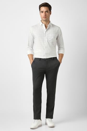 Image of Peter England Men's Classic Wonder Fabric Checkered Slim Fit Formal Shirt | Cotton Rich | Pin Point Oxford