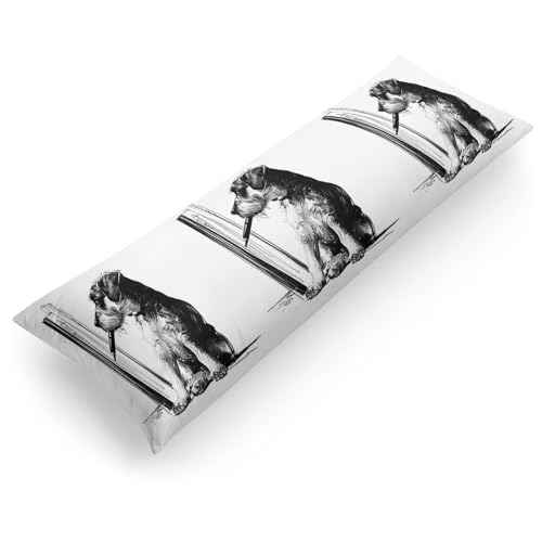 Image of SODIKA Ultra Soft Body Pillow Case Cover with Zipper, 21"" x54 Luxury Long Body Pillow Protector Funny Puppy Drawing in Front of A Drawing Board, 20231220