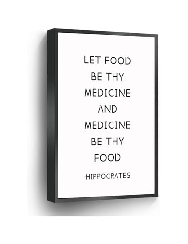 Hippocrates Quote on Health Canvas Wall-Art Let Food Be Thy Medicine Inspirational Print for Home Office Decor(Unframed,16x24inc