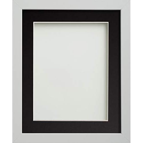 Frame Company Allington White 9x7 inch Frame With Black Mount For Image 7x5 inch *Choice of sizes* Fitted with Real Glass