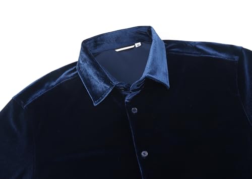 Alex Vando Mens Velvet Shirts Regular Fit Long Sleeve Soft Stretch Casual Button Down Shirt