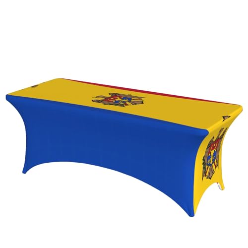Nappe drapeau Moldavie fixe pour table 1,8 m facile à installer - 2