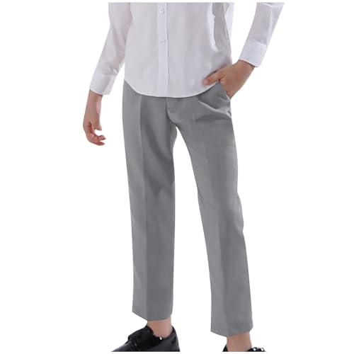 Boys Suit Pants Formal Flat Front Performance Ceremony Party Pants Kids School Uniforms Straight Leg Stretch Trousers3