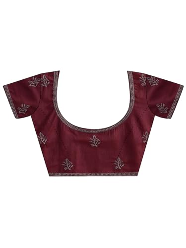 Image of Libas Embellished Satin Saree for Women With Unstitched Blouse Piece | Traditional Saree for Party & Wedding