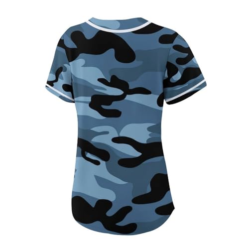 Lalkllo Camisa masculina de beisebol lisa lisa casual abotoada manga curta uniforme esportivo P-2GG,