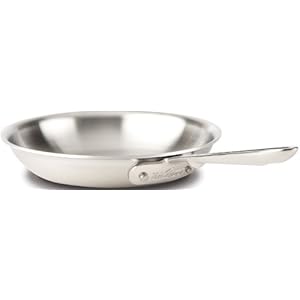 All-Clad D5 5-Ply Brushed Stainless Steel Fry Pan 8 Inch Induction Oven Broiler Safe 600F Pots and Pans, Cookware Silver