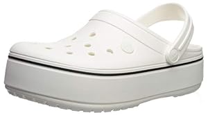 Image of Crocs Crocband Platform Clog | Comfortable Fashion Shoe, White/White, 7 US Women / 5 US Men