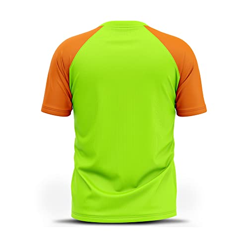 Camiseta Manga Curta Adstore Verde Neon e Laranja Masculina Térmica UV Segunda Pele Compressão (G)