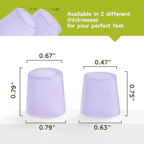 Image of Bukihome Silicone Toe Protectors - Silicone Open Pinky Toe Sleeves for Hammer Toes, Corns, Calluses, Blisters - Soft Gel Protector Toe Cushions for Pain Relief - 12 Count, Lavender (6 Thick +6 Thin)