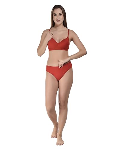 Image of SGC SWEDEN Women's Lingerie Set | Cotton Blend Lightly Padded Non Wire Push-Up Bridal Bra Panty Lingerie Set | Super Soft and Comfortable Lingerie Set