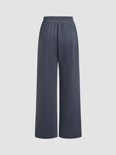 CIDER Mid Rise Solid Pleated Elastic Waist Wide Leg Trousers4