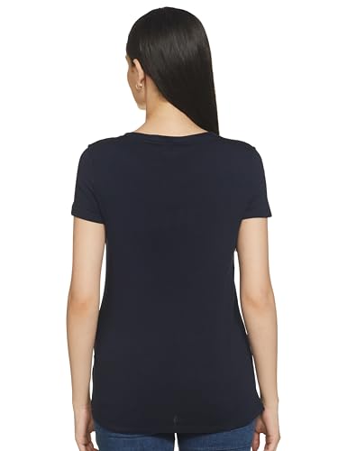 Image of Spykar Women's Cotton Printed Slim Fit T-Shirt
