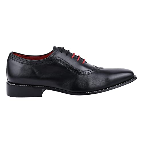 Image of LIBERTYZENO Mens Burnished Toe Genuine Leather Adults Lace Up Oxford Dress Shoes for Easter Gift