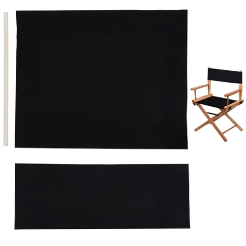 GORGECRAFT 1 Set Directors Chair Covers Canvas Replacement Seat Cover Black Canvas Seat and Back Kit with Wood Stick for Casual Folding Makeup Chair Home Garden Indoor Outdoors Accessories