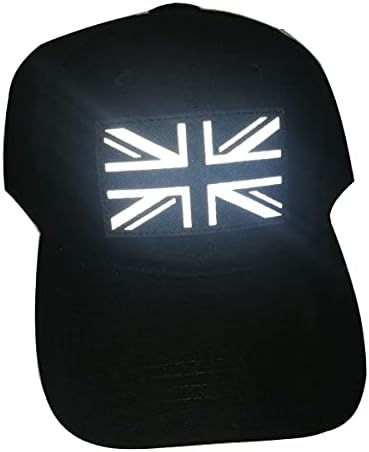 TOPPATCH Union Jack Reflective IR Tactical Patch Britain UK National Flag Badge Combat Paintball Military Armband Emblem Morale Applique with Loops and The Hooks Black Camo (Black)