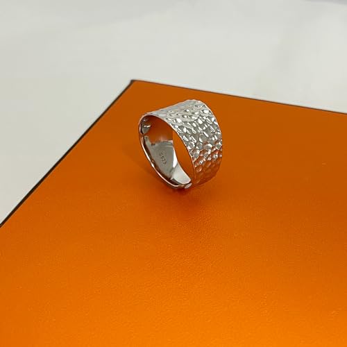 Kakikaki Hammered Sterling Silver Handmade Wide Band Statement Ring thumb #5