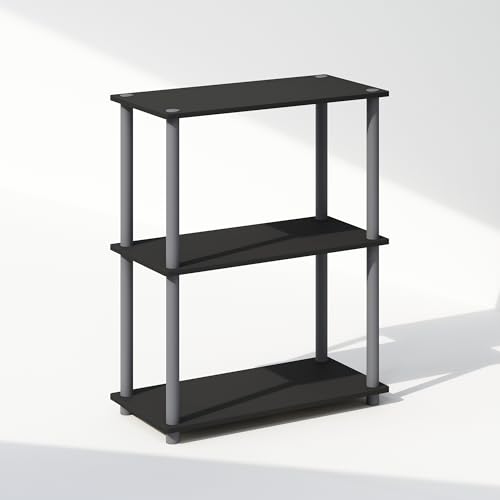 Furinno Turn-N-Tube Book Shelf, 3-Tier Bookshelf, Bookcase with Multipurpose Compact Display Rack, 11.6 x 23.6 x 29.6, for Living Room, Bedroom, Home Office, Black/Grey - image 5