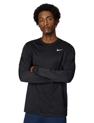 Nike Men's Dri-Fit Legend Long-Sleeve Fitness Top, Black/Matte Silver, Medium