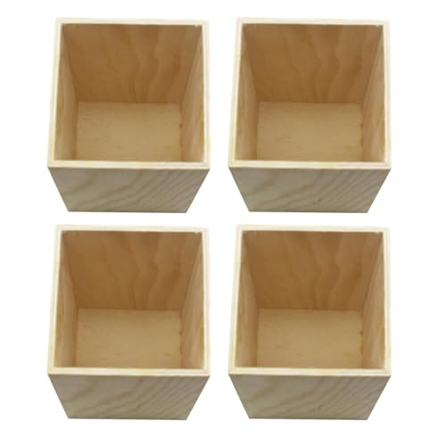 HOMSFOU Portalápices de Madera Natural sin Terminar Organizador de Escritorio Multiusos 4 Piezas Soporte para Bolígrafos Pinceles de Maquillaje y Utensilios Bote de Almacenamiento