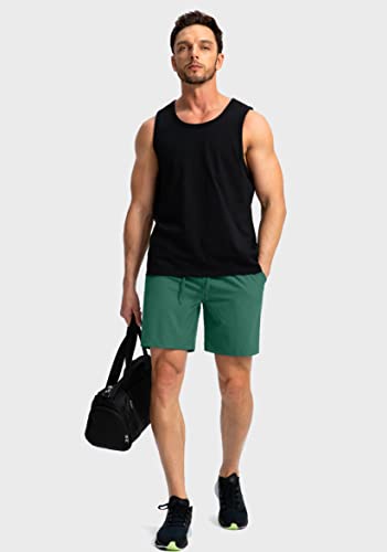 Men's Running Shorts With Zipper Pockets 7 Inch Lightweight Quick Dry Gym Athletic Workout Shorts For Men (Green, S) #TOP5