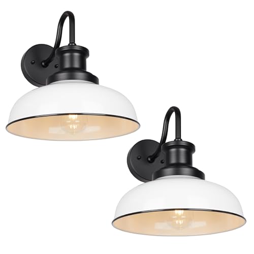 Image of Outdoor Barn Lights, Rustic Outdoor Wall Sconces, Farmhouse Exterior Wall Mount Lights, Vintage Indoor Wall Lighting Fixtures, Industrial Lantern Lamps for Porch, Garage, Patio, Shed