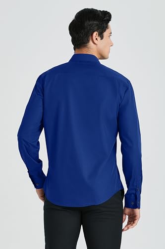 HISDERN Men's Formal Dress Shirt Long Sleeve Business Causal Button Down Regular Fit Shirts for Men with Pocket