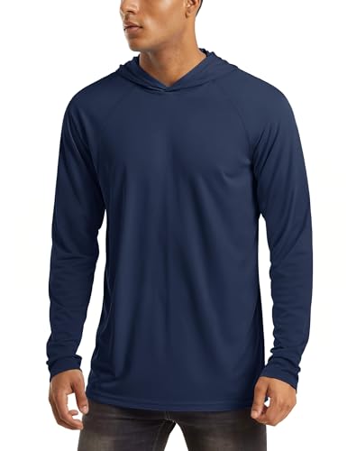 Image of MAGCOMSEN Men's Hooded UPF 50+ Sun Protection T Shirts Long Sleeve Athletic Fishing Shirts Rash Guards