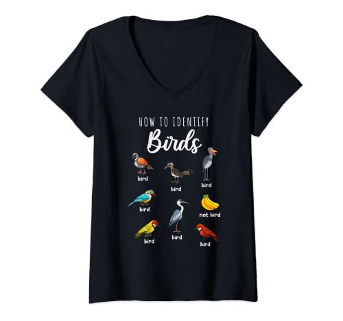 Femme Observation des oiseaux - Comment identifier les oiseaux... T-Shirt avec Col en V