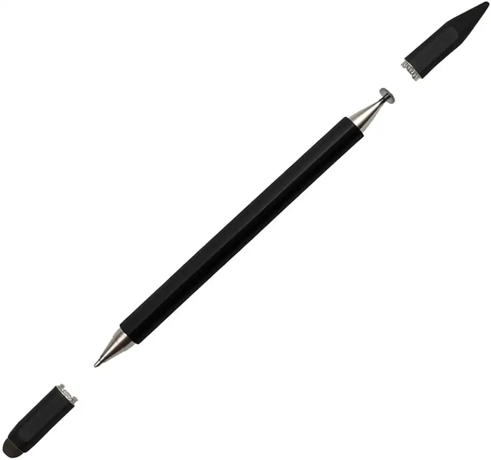 Caneta 3 em 1 Stylus Touch Capacitiva e Esferográfica – Ponta Fina e de Borracha para Celular e Tablet – Compatível com iOS e Android - Preta