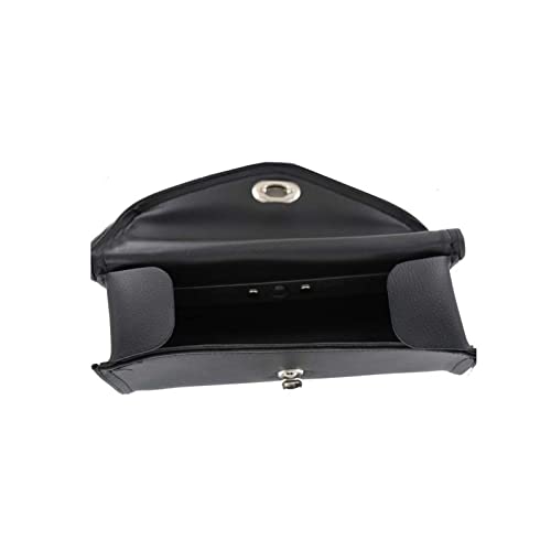Bolsa para manillar de motocicleta de cuero negro 10" x 3" x 5" miniatura 3