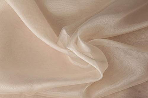 Luxurious Champagne Crystal Sheer Organza Fabric by The Yard - 58"/60" Wide, Perfect for Crafts, Fashion, and Decor