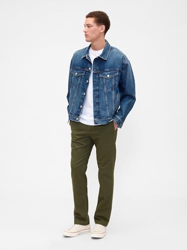 Image of Gap Men Solid Straight Fit Full Length Trousers