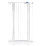 Safetots Extra Tall Narrow Metal Safety Gate Pressure Fit, 68.5cm - 75cm, White, 104cm in Height, Extra Tall Stair Gate, Tall Baby Gate, Easy Installation